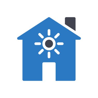 şeffaf bir arkaplan üzerinde güneşli ev vektör illüstrasyonu. Konsept ve grafik tasarımı için özel kalite semboller..