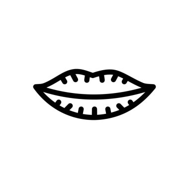 Şeffaf bir arkaplanda dudak problemi vektör çizimi. Konsept ve grafik tasarım için ince çizgi simgesi..