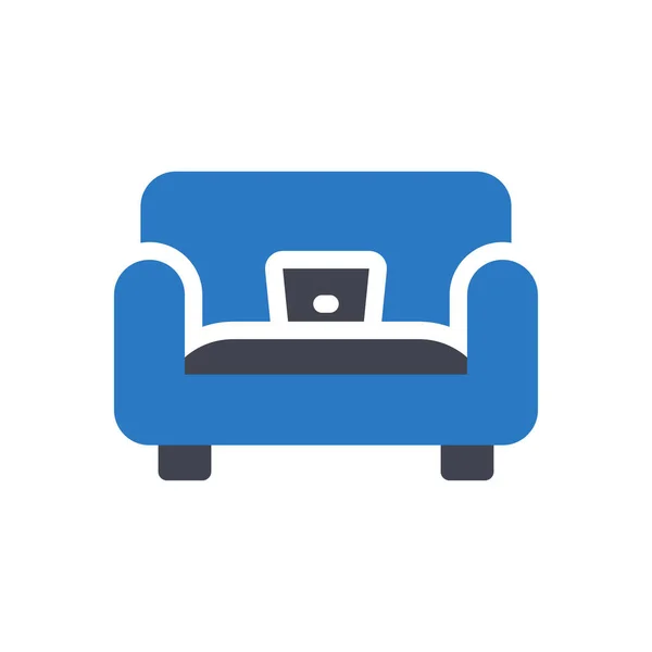 Couch Vector Illustration Transparent Background Premium Quality Symbols Glyphs Icon — Vetor de Stock