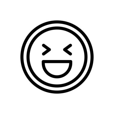 Şeffaf bir arkaplanda mutlu vektör illüstrasyonu. Konsept ve grafik tasarımı için ince çizgi simgesi.. 