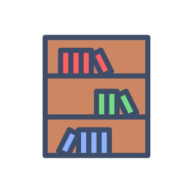 Saydam bir arkaplan üzerinde raf kitap vektör illüstrasyonu. Konsept ve grafik tasarımı için premium kalite simgeleri..