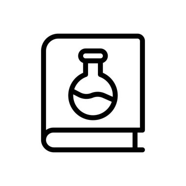 Şeffaf bir arkaplan üzerinde beher kitabı vektör çizimi. Konsept ve grafik tasarım için ince çizgi simgesi..