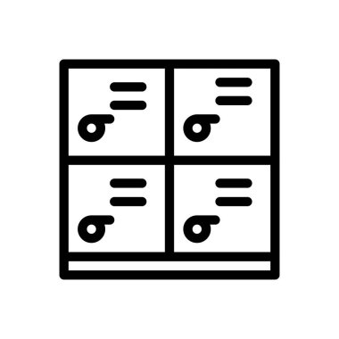 Saydam bir arkaplanda dolap vektör çizimi. Premium kalite semboller. Konsept ve grafik tasarım için ince çizgi simgesi.