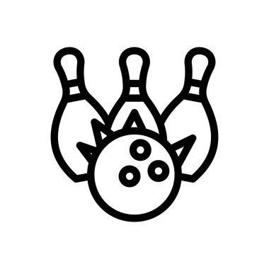 Saydam bir arkaplan üzerinde bowling vektörü çizimi. Konsept ve grafik tasarımı için ince çizgi simgesi..