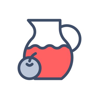 Şeffaf bir arkaplan üzerinde meyve suyu sürahisi vektör çizimi. Konsept ve grafik tasarımı için özel kalite simgeleri..