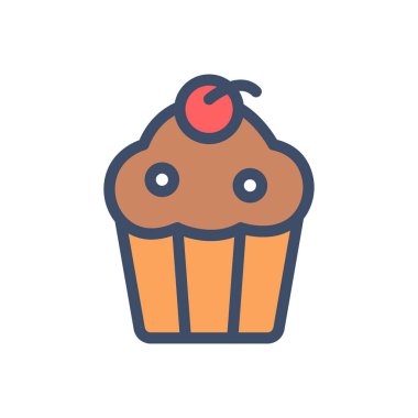 şeffaf bir arkaplan üzerinde cupcake vektör illüstrasyonu. Konsept ve grafik tasarımı için premium kalite simgeleri.. 