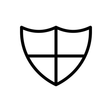 Saydam bir arkaplanda kalkan vektör çizimi. Premium kalite semboller. Konsept ve grafik tasarım için ince çizgi simgesi.