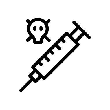 Şeffaf bir arkaplan üzerinde şırınga vektör çizimi. Konsept ve grafik tasarım için ince çizgi simgesi..