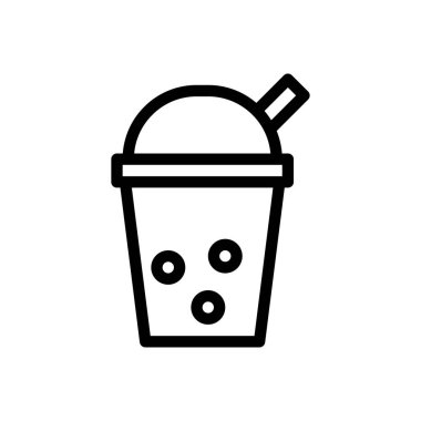 Şeffaf bir arkaplan üzerinde milkshake vektör çizimi. Konsept ve grafik tasarımı için ince çizgi simgesi..