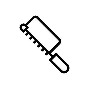 Saydam bir arkaplan üzerinde demir testeresi vektör çizimi. Premium kalite semboller. Konsept ve grafik tasarım için ince çizgi simgesi.