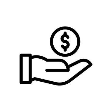 Saydam bir arkaplanda dolar bakım vektör çizimi. Konsept ve grafik tasarım için ince çizgi simgesi..