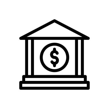 Saydam bir arkaplan üzerinde banka vektör çizimi. Premium kalite semboller. Konsept ve grafik tasarım için ince çizgi simgesi.