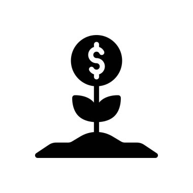 Saydam bir arkaplanda dolar büyüme vektörü illüstrasyonu. Konsept ve grafik tasarım simgeleri için kaliteli semboller..