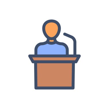 Lider, şeffaf bir arkaplan üzerinde vektör illüstrasyonunu konuşur. Konsept ve grafik tasarım için prim kalite simgeleri.. 