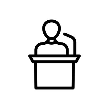 Lider, şeffaf bir arkaplanda vektör illüstrasyonunu konuşur. Premium kalite sembolleri. Konsept ve grafik tasarım için ince çizgi simgesi. 