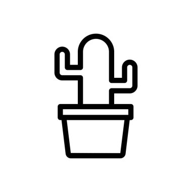 Saydam bir arkaplan üzerinde kaktüs vektör çizimi. Konsept ve grafik tasarımı için ince çizgi simgesi..