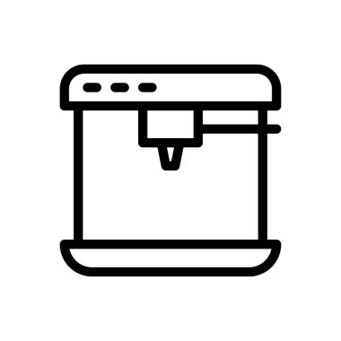 Saydam bir arkaplan üzerinde kahve üreticisi vektör çizimi. Konsept ve grafik tasarım için ince çizgi simgesi..