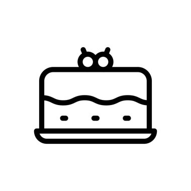 Şeffaf bir arkaplanda pasta vektör çizimi. Konsept ve grafik tasarım için ince çizgi simgesi..