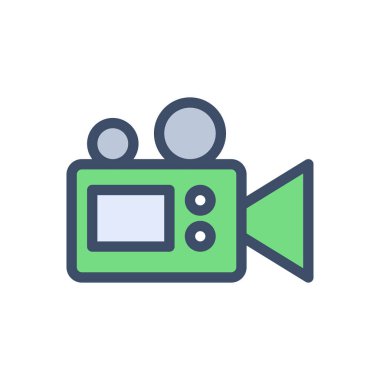 Saydam bir arkaplan üzerinde video vektör illüstrasyonu. Konsept ve grafik tasarım için kaliteli simgeler.. 