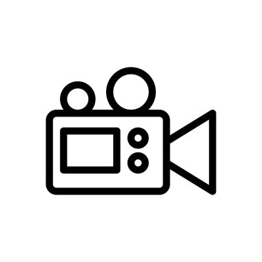 Saydam bir arkaplan üzerinde video vektör illüstrasyonu. Konsept ve grafik tasarımı için ince çizgi simgesi.. 