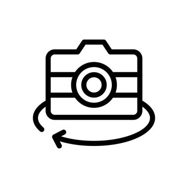 Şeffaf bir arkaplan üzerinde kamera vektör çizimi. Premium kalite semboller. Konsept ve grafik tasarım için ince çizgi simgesi.