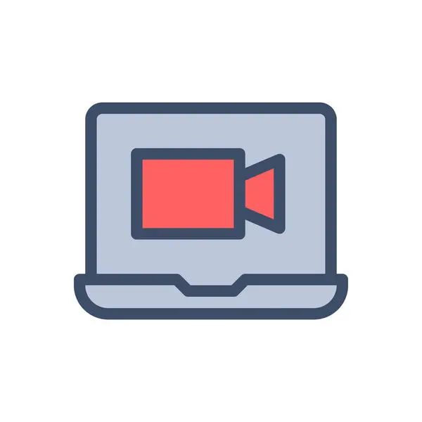 Laptop Video Vektor Illustration Transparent Bakgrund Premium Kvalitetssymboler Stroke Ikon — Stock vektor