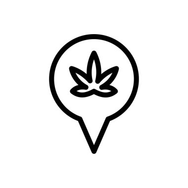 Şeffaf bir arkaplanda esrar konumu vektör çizimi. Konsept ve grafik tasarımı için ince çizgi simgesi.. 