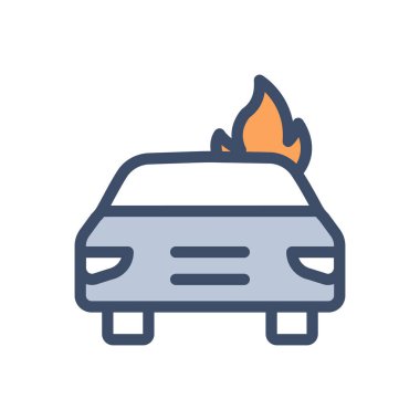 car fire vector illustration on a transparent background.Premium quality symbols.Stroke icon for concept and graphic design.