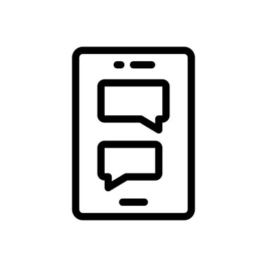 Şeffaf bir arkaplan üzerinde mobil ileti vektör illüstrasyonu.Premium kalite simgeleri. Konsept ve grafik tasarım için ince çizgi simgesi.