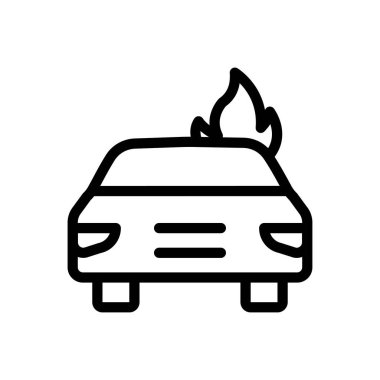 car fire vector illustration on a transparent background.Premium quality symbols.Thin line icon for concept and graphic design.