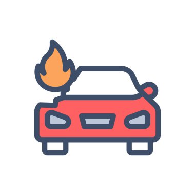 car fire vector illustration on a transparent background.Premium quality symbols.Stroke icon for concept and graphic design.