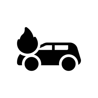 car fire vector illustration on a transparent background.Premium quality symbols.Glyphs icon for concept and graphic design.