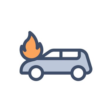car fire vector illustration on a transparent background.Premium quality symbols.Stroke icon for concept and graphic design.
