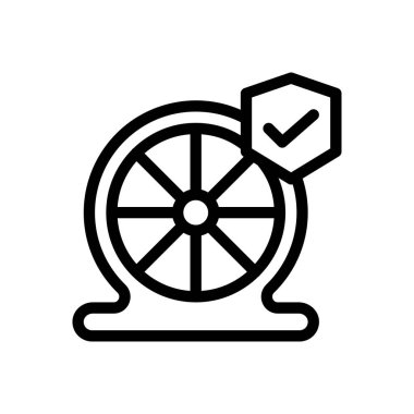 Şeffaf bir arkaplanda tekerlek çizimi. Premium kalite semboller. Konsept ve grafik tasarım için ince çizgi simgesi. 