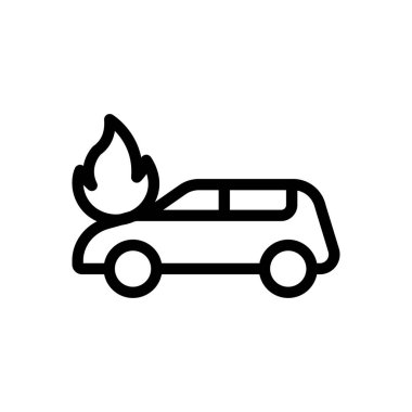 car fire vector illustration on a transparent background.Premium quality symbols.Thin line icon for concept and graphic design.