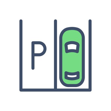 Saydam bir arkaplan üzerinde park alanı vektör çizimi. Konsept ve grafik tasarımı için özel kalite simgeleri..