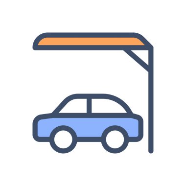 Saydam bir arkaplan üzerinde araba park vektörü illüstrasyonu. Konsept ve grafik tasarımı için birinci sınıf kalite simgeler..