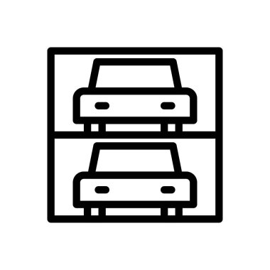 Saydam bir arkaplan üzerinde araba park vektörü çizimi. Konsept ve grafik tasarımı için ince çizgi simgesi..