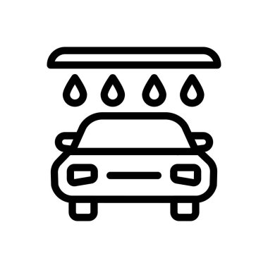 Saydam bir arkaplanda araba yıkama vektör çizimi. Konsept ve grafik tasarım için ince çizgi simgesi..