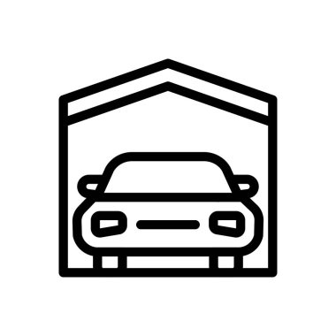 Saydam bir arkaplan üzerinde garaj vektör çizimi. Premium kalite semboller. Konsept ve grafik tasarım için ince çizgi simgesi.