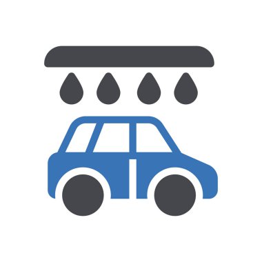 Saydam bir arkaplanda araba yıkama vektör illüstrasyonu. Konsept ve grafik tasarım simgeleri için kaliteli semboller..