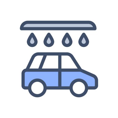 Saydam bir arkaplan üzerinde araba yıkama vektör çizimi. Konsept ve grafik tasarımı için birinci sınıf kalite simgeler..