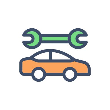 Saydam bir arkaplan üzerinde araba onarım vektör çizimi. Konsept ve grafik tasarım için birinci sınıf kalite simgeler..