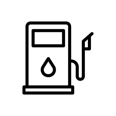 Saydam bir arkaplan üzerinde benzin pompası vektör çizimi. Konsept ve grafik tasarım için ince çizgi simgesi..