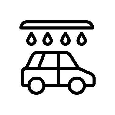 Saydam bir arkaplanda araba yıkama vektör çizimi. Konsept ve grafik tasarım için ince çizgi simgesi..