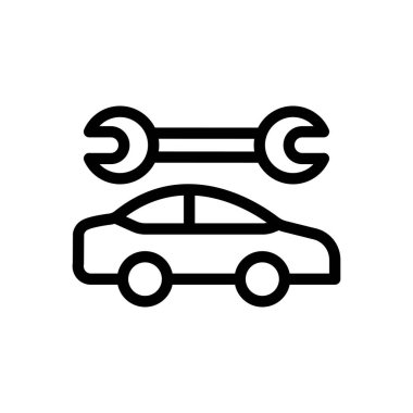 Şeffaf bir arkaplanda araba onarım vektör çizimi. Konsept ve grafik tasarım için ince çizgi simgesi..