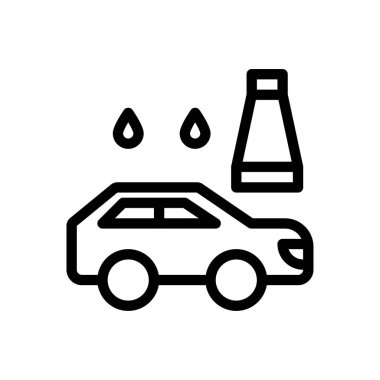 Saydam bir arkaplanda araba yıkama vektör çizimi. Konsept ve grafik tasarım için ince çizgi simgesi..