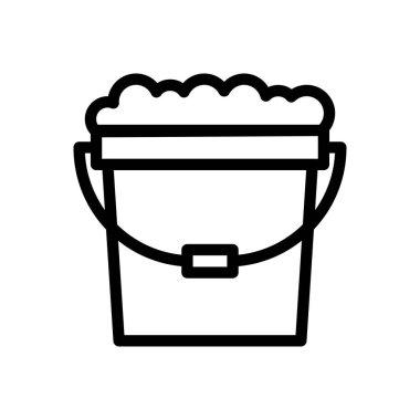 Şeffaf bir arkaplan üzerinde baloncuklar kova vektör çizimi. Konsept ve grafik tasarım için ince çizgi simgesi..