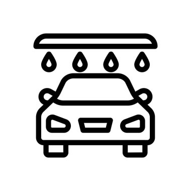 Saydam bir arkaplanda araba yıkama vektör çizimi. Konsept ve grafik tasarım için ince çizgi simgesi..
