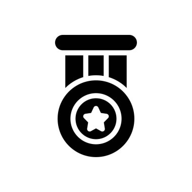 Şeffaf bir arkaplanda madalya vektör illüstrasyonu. Konsept ve grafik tasarım simgeleri için kaliteli semboller.. 